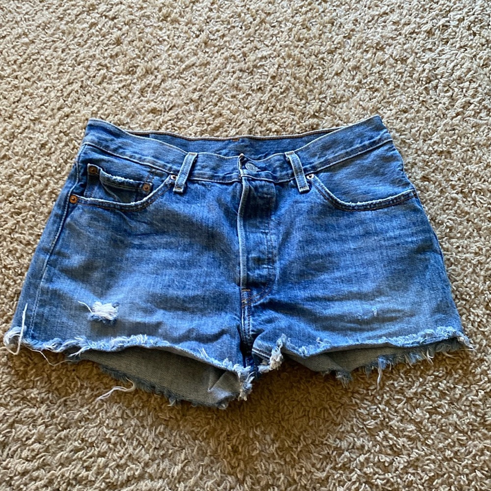 Levi Strauss Co. Blue shorty shorts distressed size 10